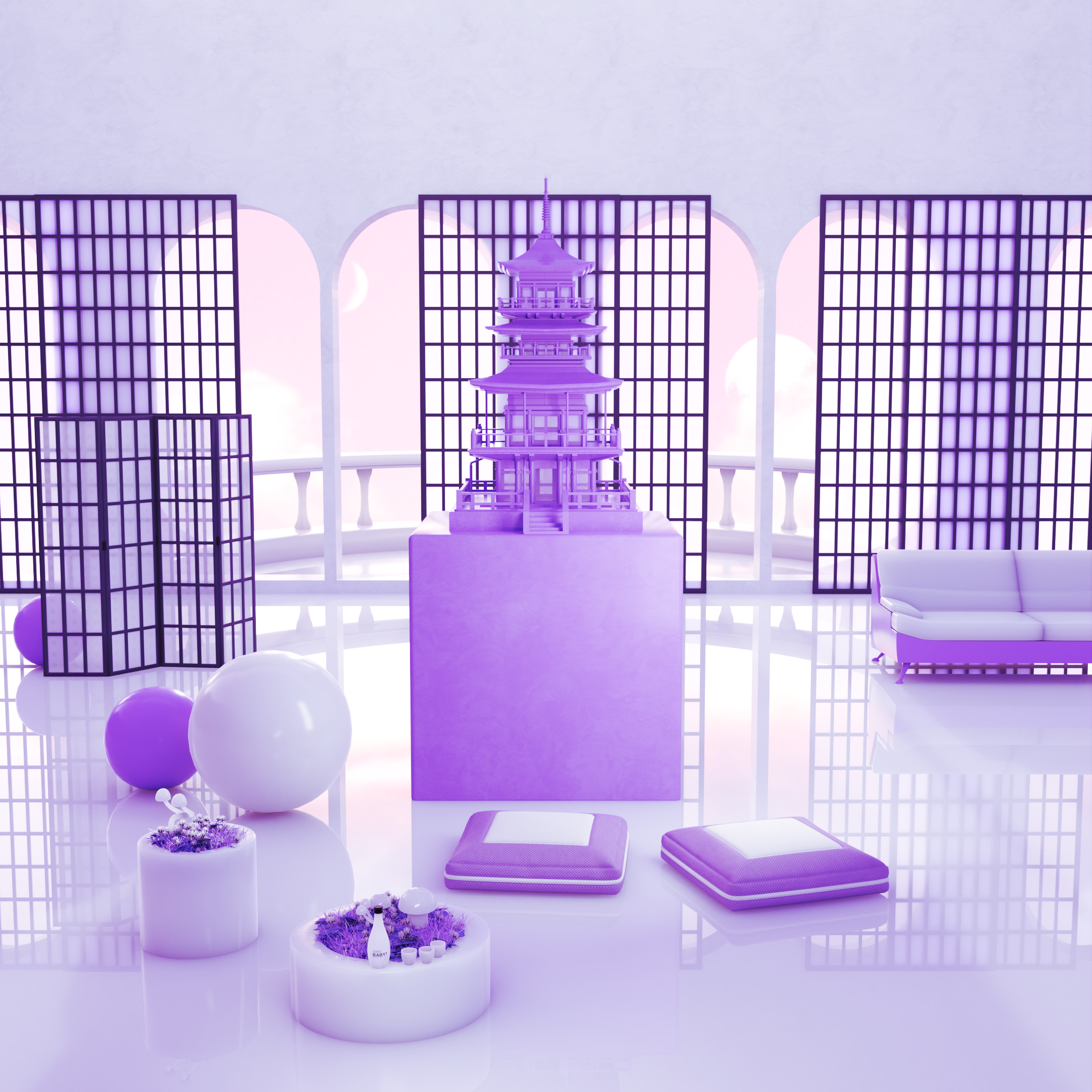 3d purple sake baby house